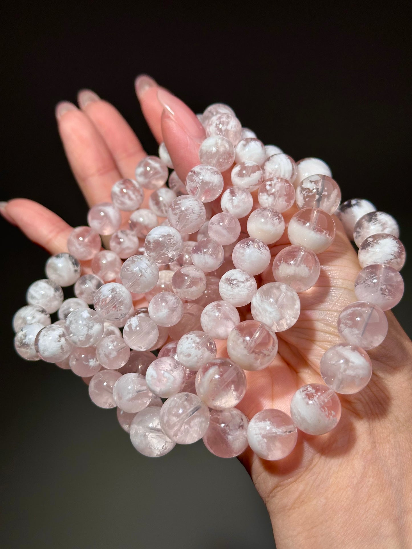 Pink Snowflake Phantom Quartz Bracelet