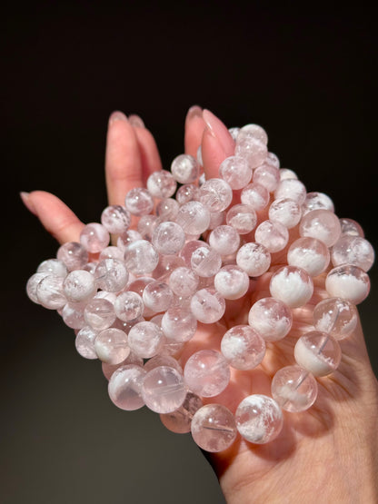 Pink Snowflake Phantom Quartz Bracelet