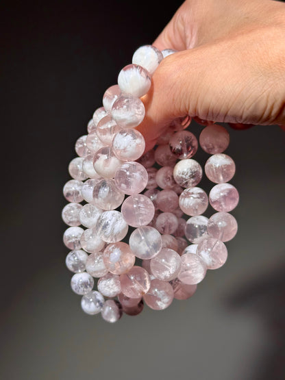 Pink Snowflake Phantom Quartz Bracelet