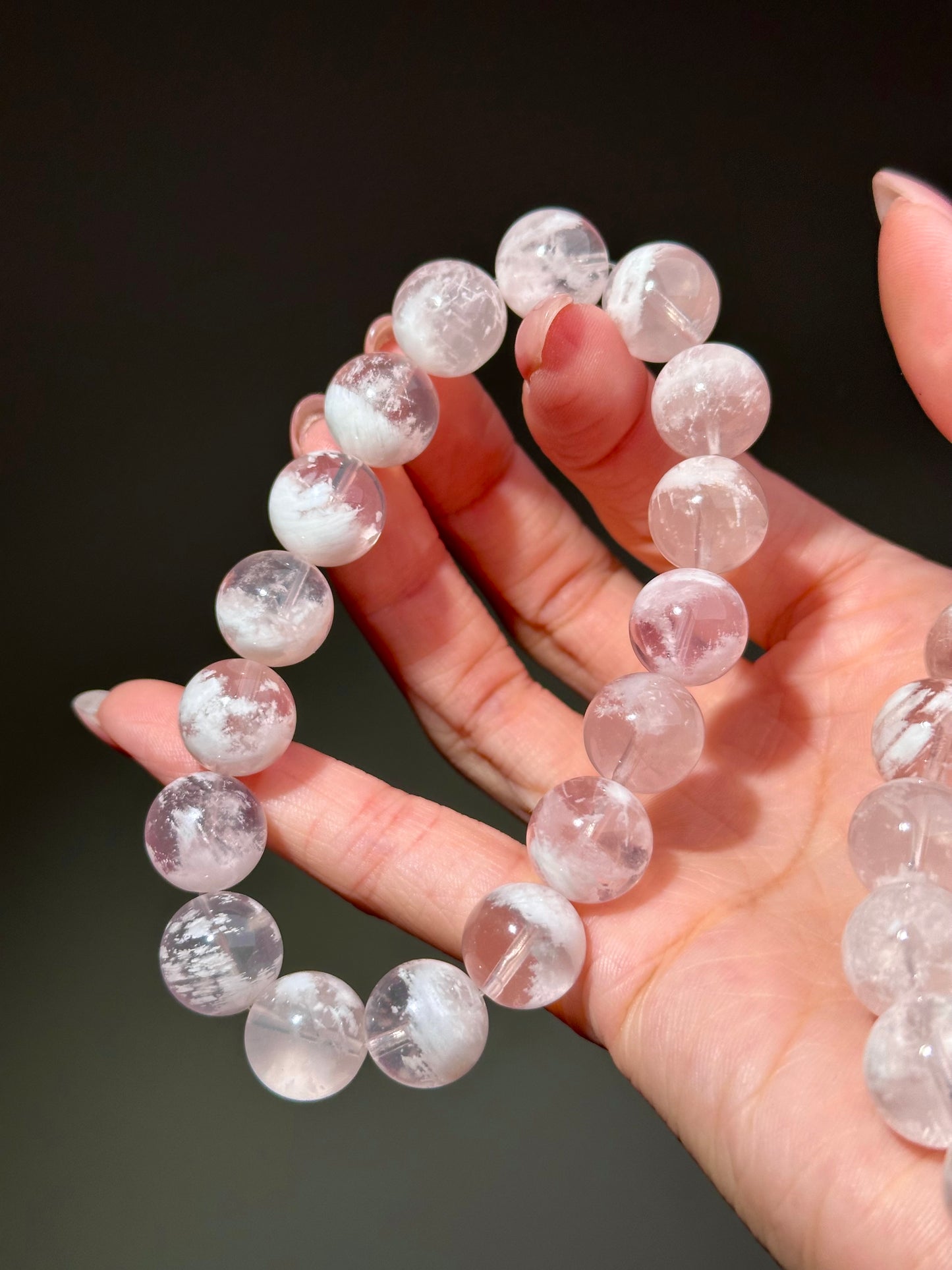 Pink Snowflake Phantom Quartz Bracelet