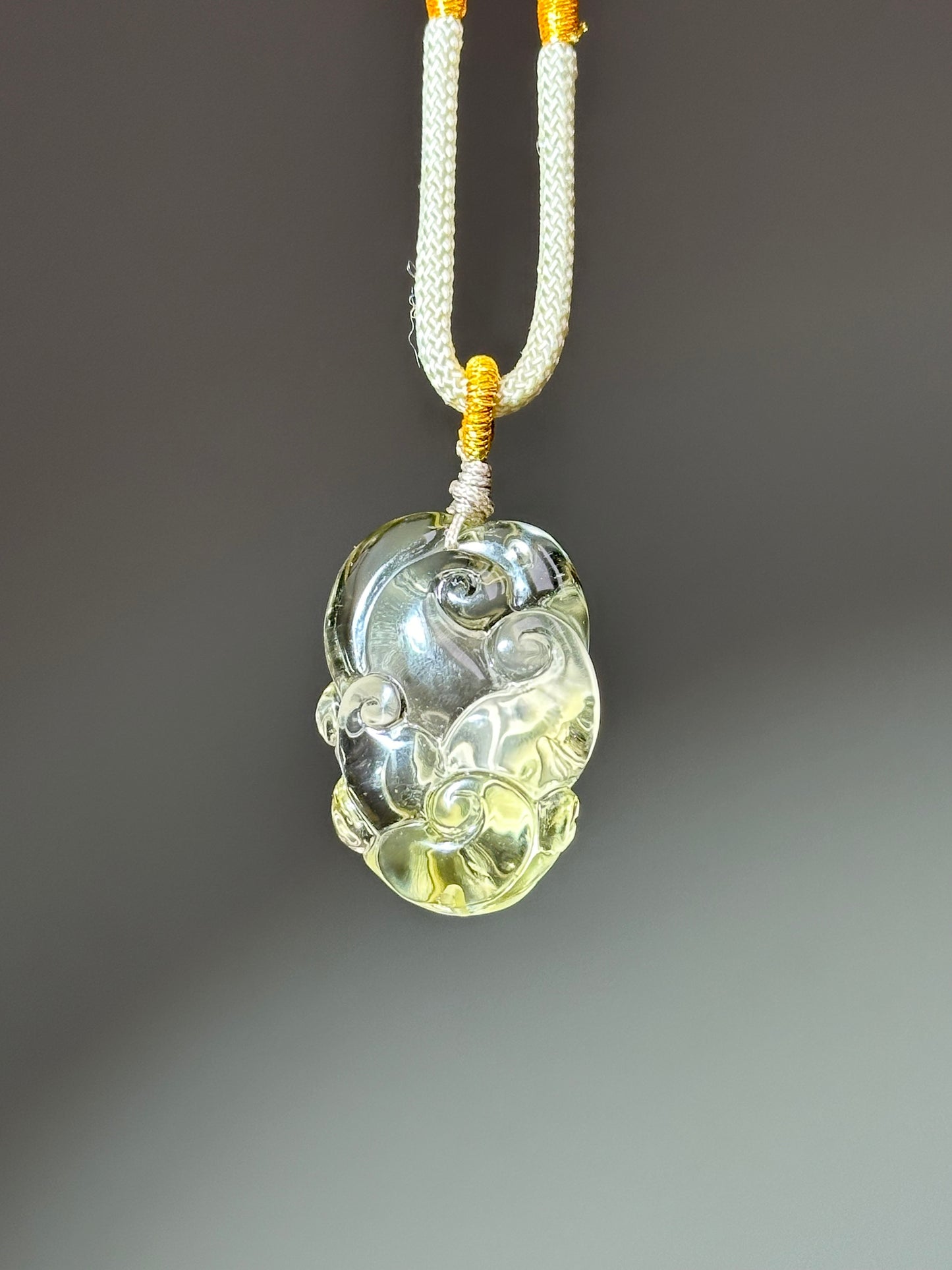 Hand carved citrine fox necklace