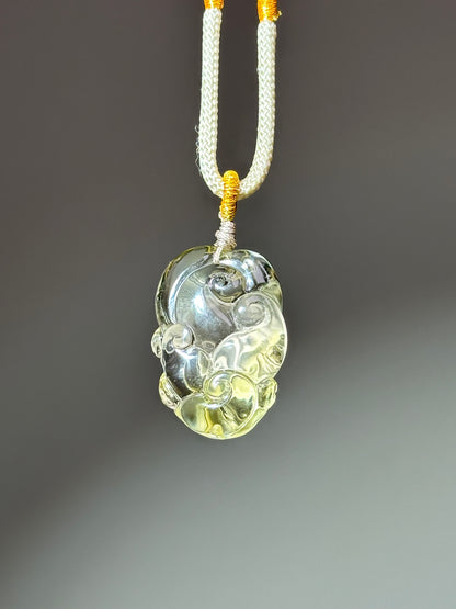 Hand carved citrine fox necklace