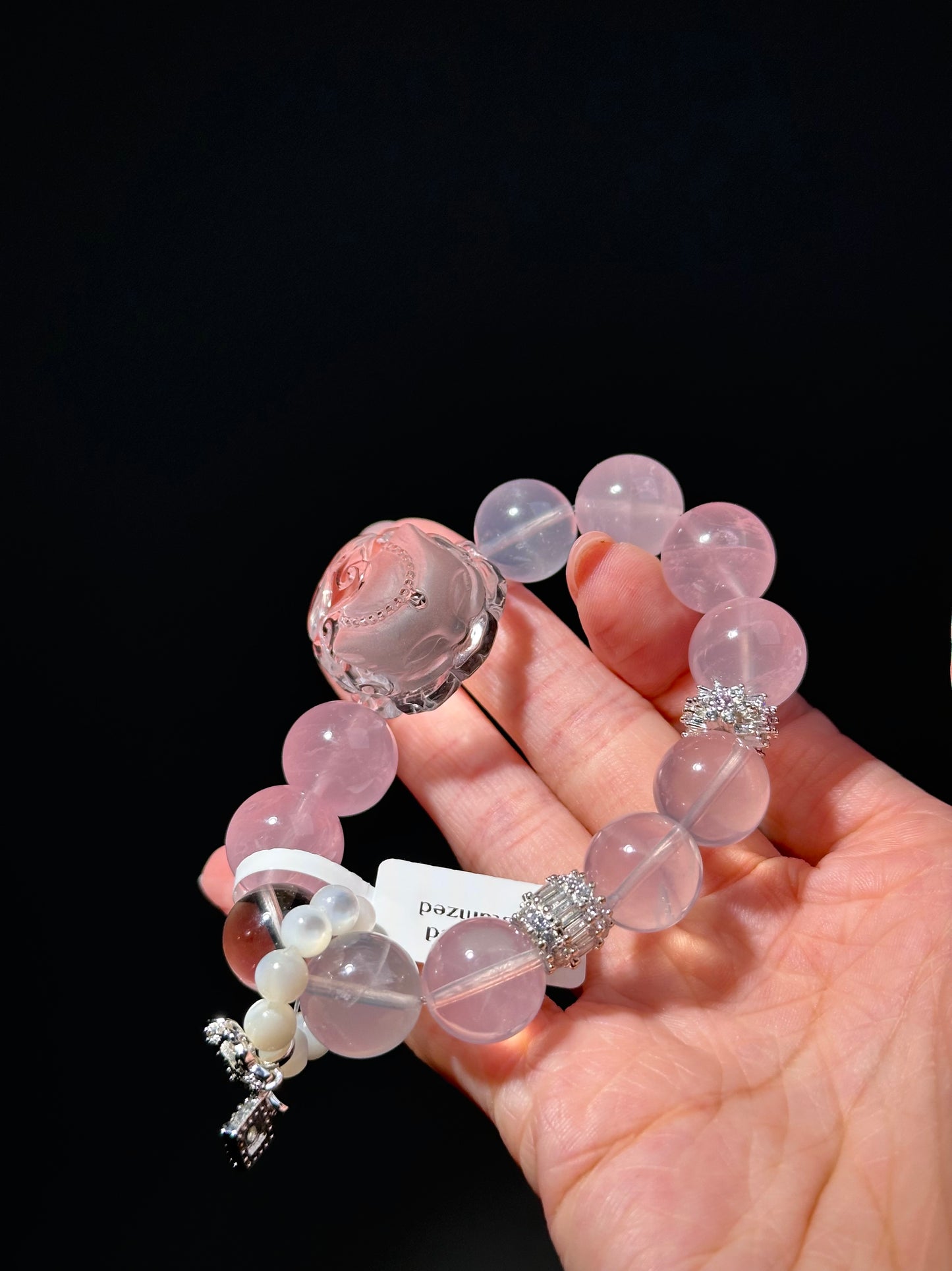 Rose Quartz-Designed Hand-Carved Clear Quartz Fox