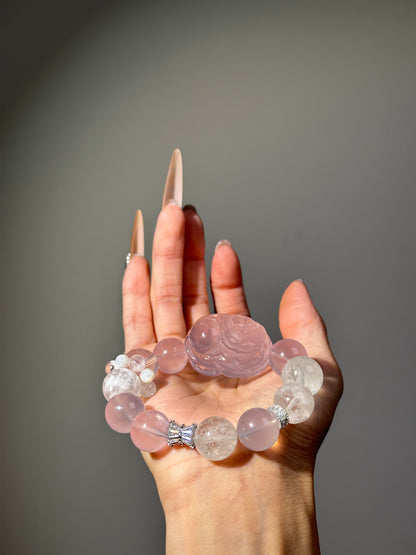 Rose Quartz Fox Pendant Bracelet