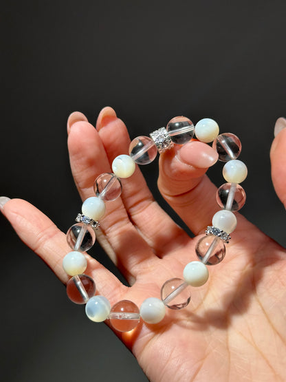 Clear Quartz & Mother of Pearl Design Bracelet